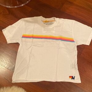 Girls/Women’s Rainbow Aviator Nation Boyfriend Sunset T-Shirt. Great Condition.